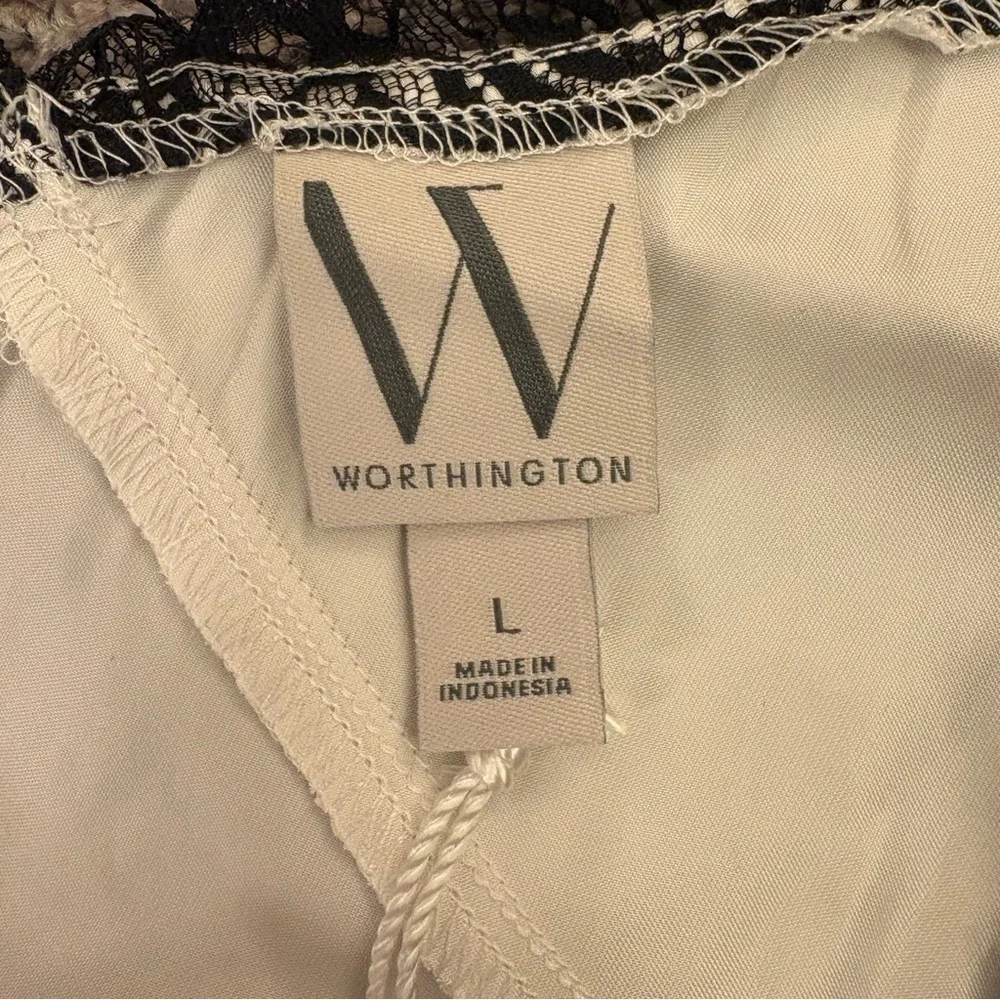 Worthington Women's Sleeveless Tank Top Size L White Black V-Neck NWT $48 - Picture 11 of 14